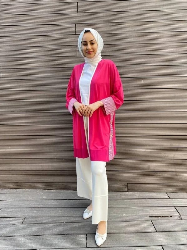 Ghisa 4YÖRHRK3620 Fuşya Yanları Düğmeli Hırka