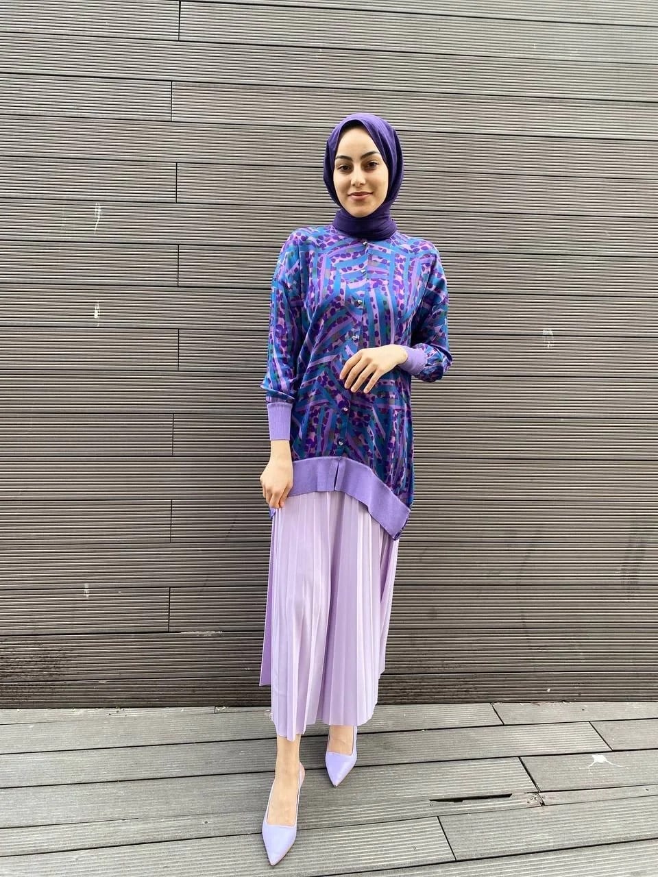 Ghisa 4YÖRTNK4584 Lila Benek Detaylı Tunik