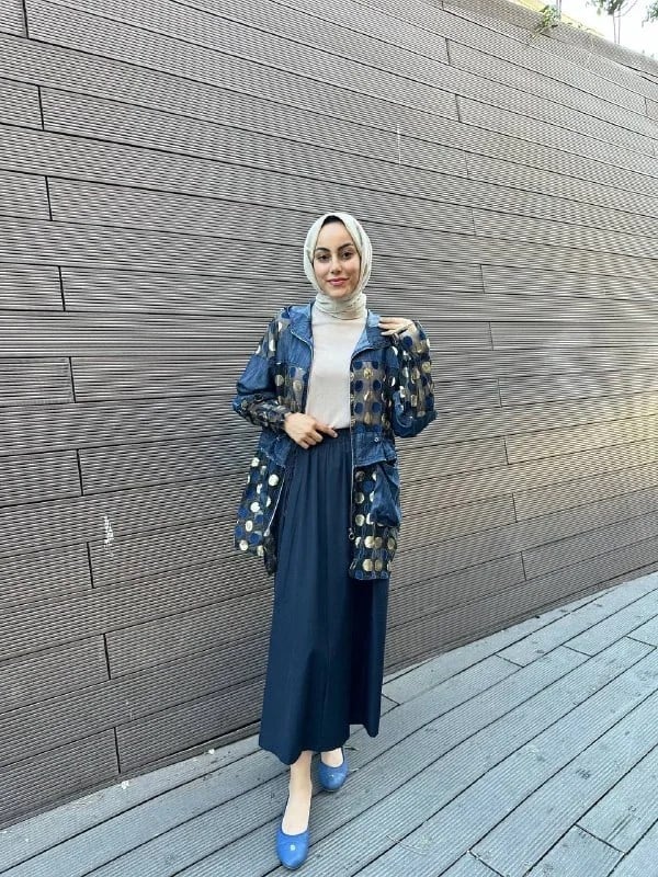 Ghisa 5KGSCKT3889 Lacivert Puantiyeli Ceket