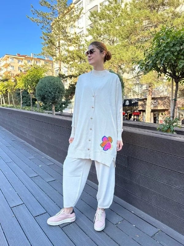 Ghisa 5KKNHRK3875 Ekru Önü Düğmeli Triko Hırka