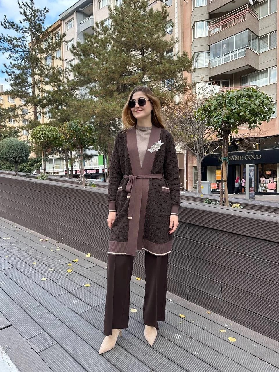 Ghisa 5KÖRHRK3031 Kahve Yaka Detaylı Hırka
