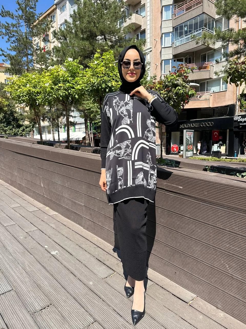 Ghisa 5KÖRTNK4806 Siyah Desenli Tunik