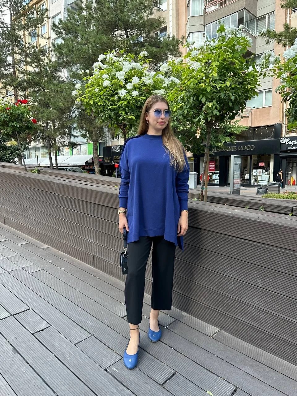 Ghisa 5KPİTNK4593 Sax Kolu Fırfırlı Triko Tunik