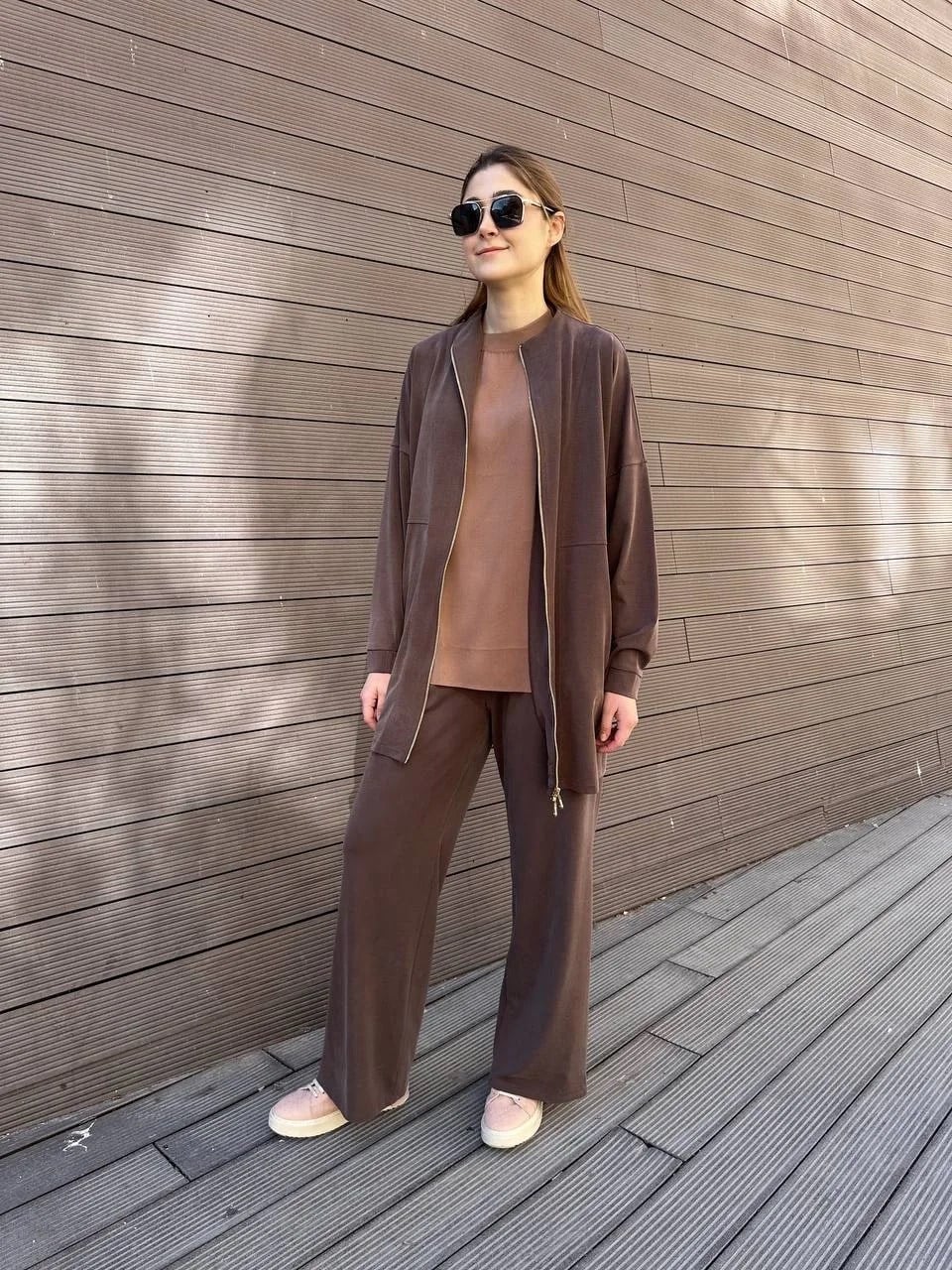 Hilay HLY0125Y101.013 Kahverengi New Leila Pantolonlu Takım