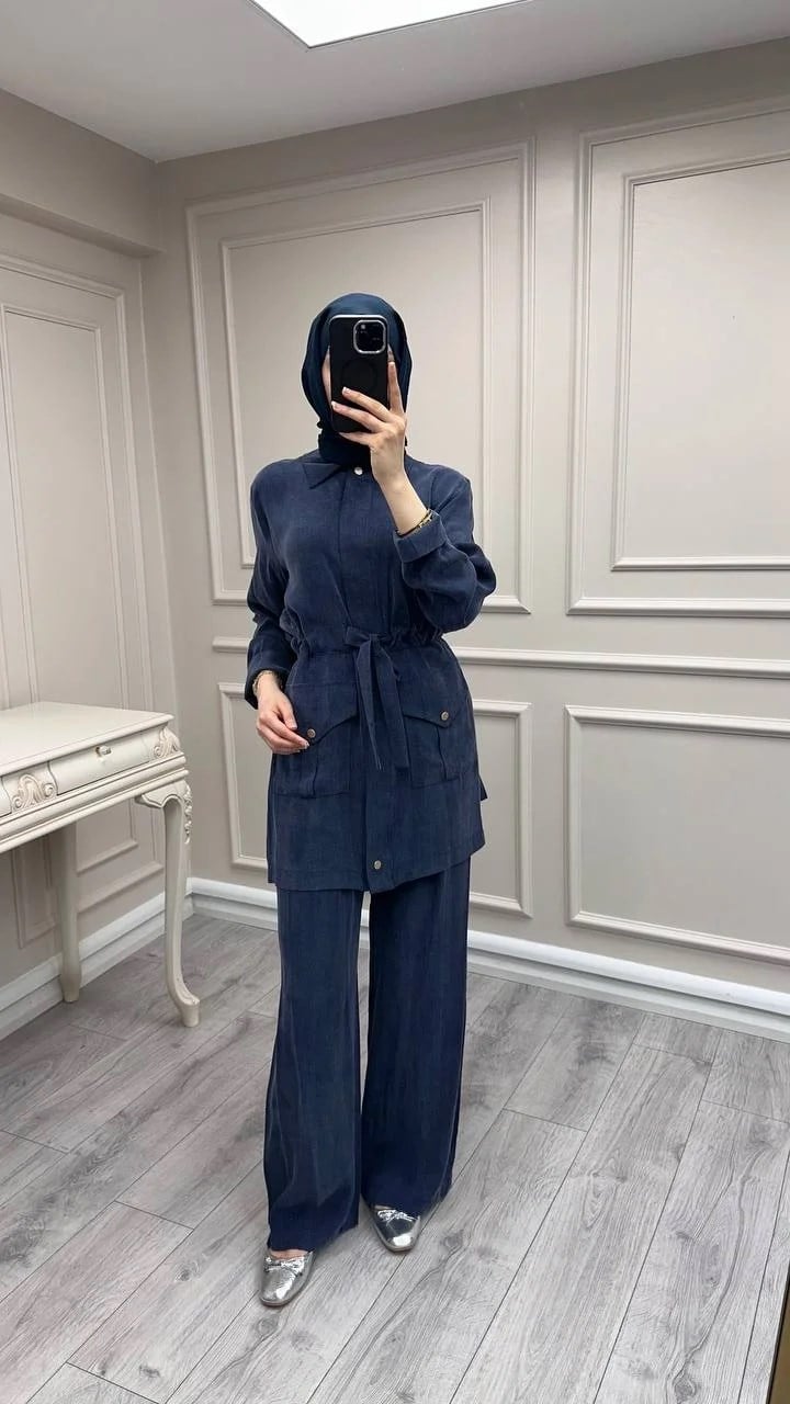 Hilay HLY0126K101.057 Lacivert Siena Beli Bağlamalı Cepli Takım