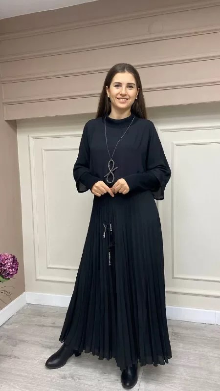 Hukka Desing 020004 Siyah Pilise Etekli Elbise