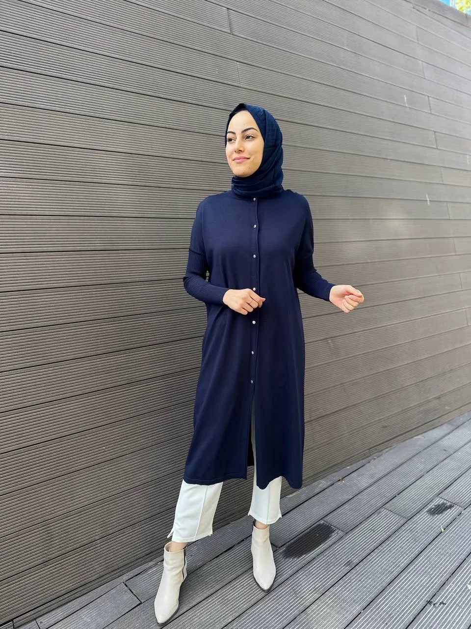 İnvee 5539 Lacivert Düğmeli Hırka