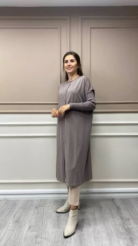 İnvee 5539 Vizon Düğmeli Hırka