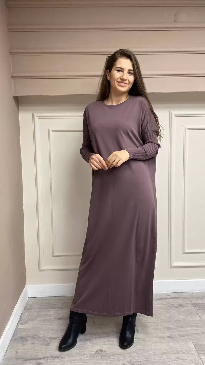 İnvee 5747 Gül Kurusu Triko Elbise