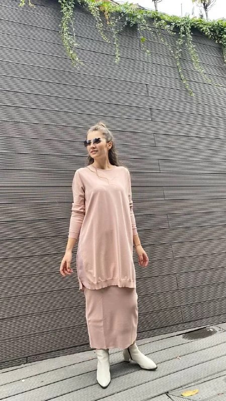 İnvee 5860 Somon Yanı Şifon Triko Tunik