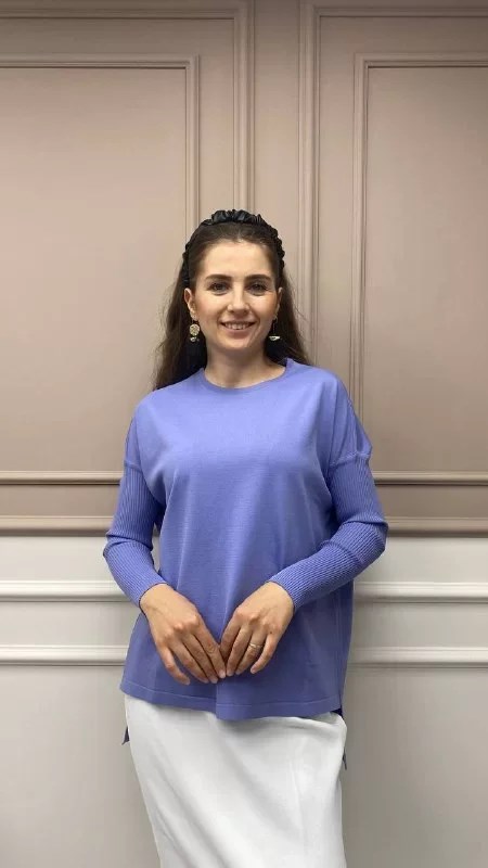 İnvee 5879 Lila Önü Kısa Arkası Uzun Triko