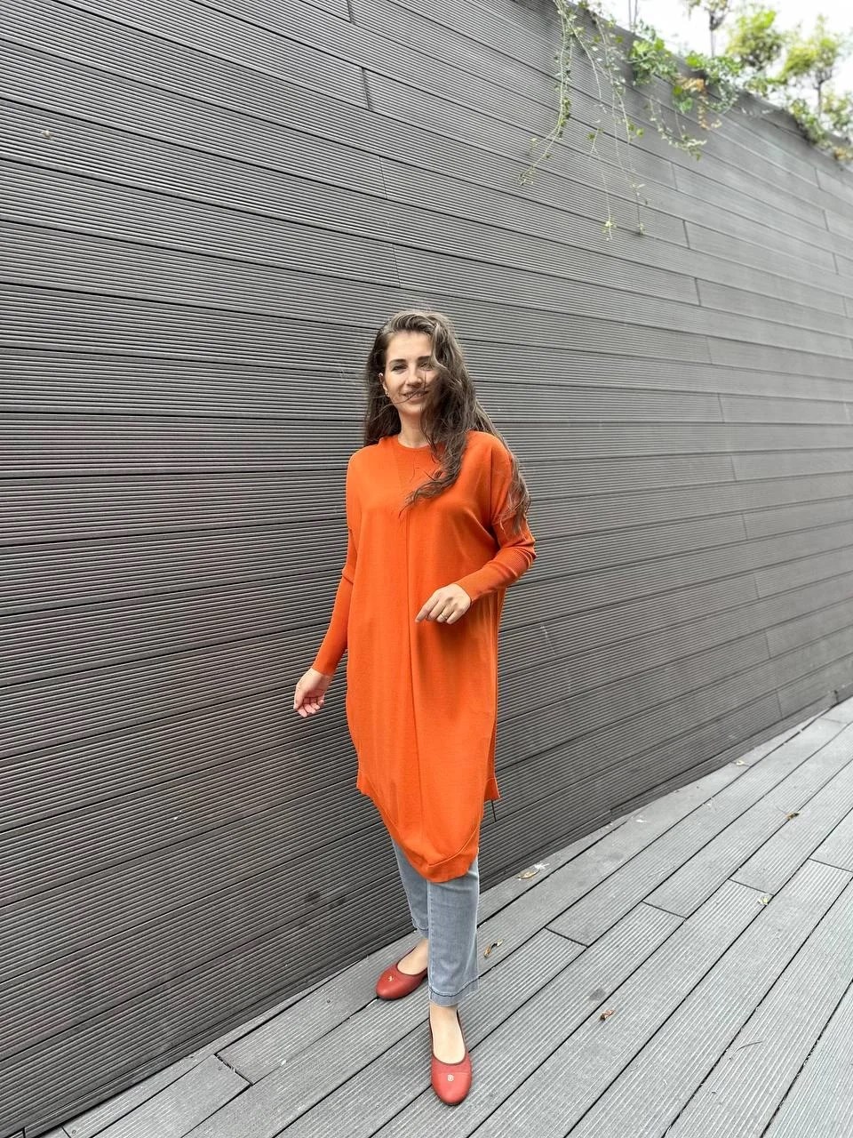 İnvee 6166 Oranj Uzun Triko