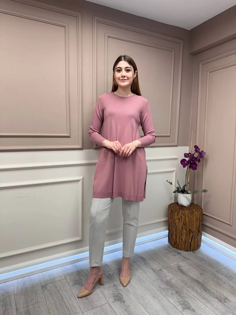 İnvee 6222 Gül Kurusu Triko Tunik