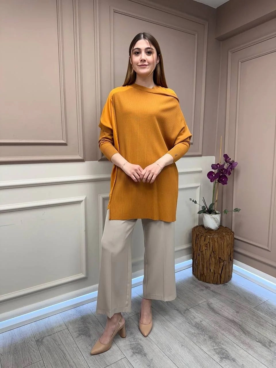 İnvee 6250 Hardal Triko Tunik