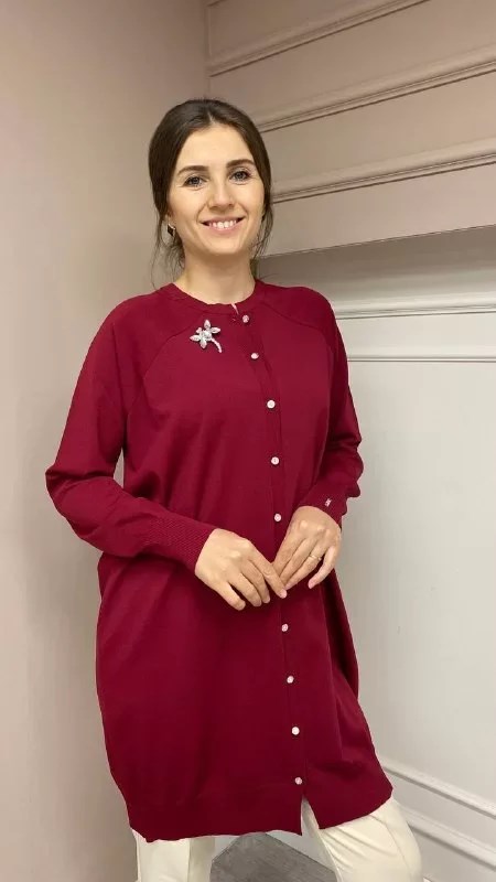 İnvee 6283 Bordo Yusufçuk Hırka
