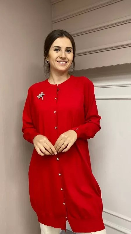 İnvee 6283 Kırmızı Yusufçuk Hırka