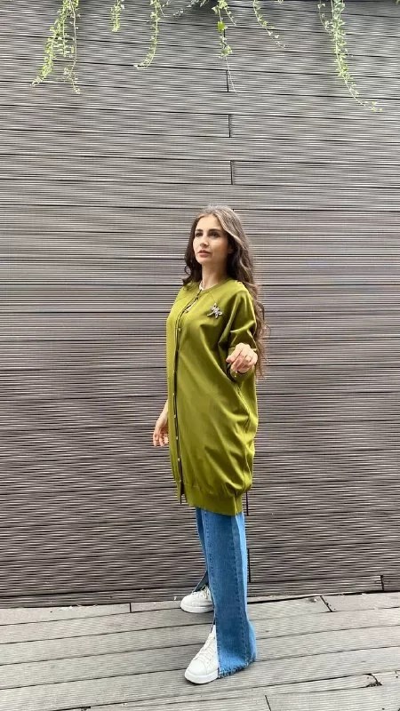 İnvee 6283 Yağyeşili Yusufçuk Hırka