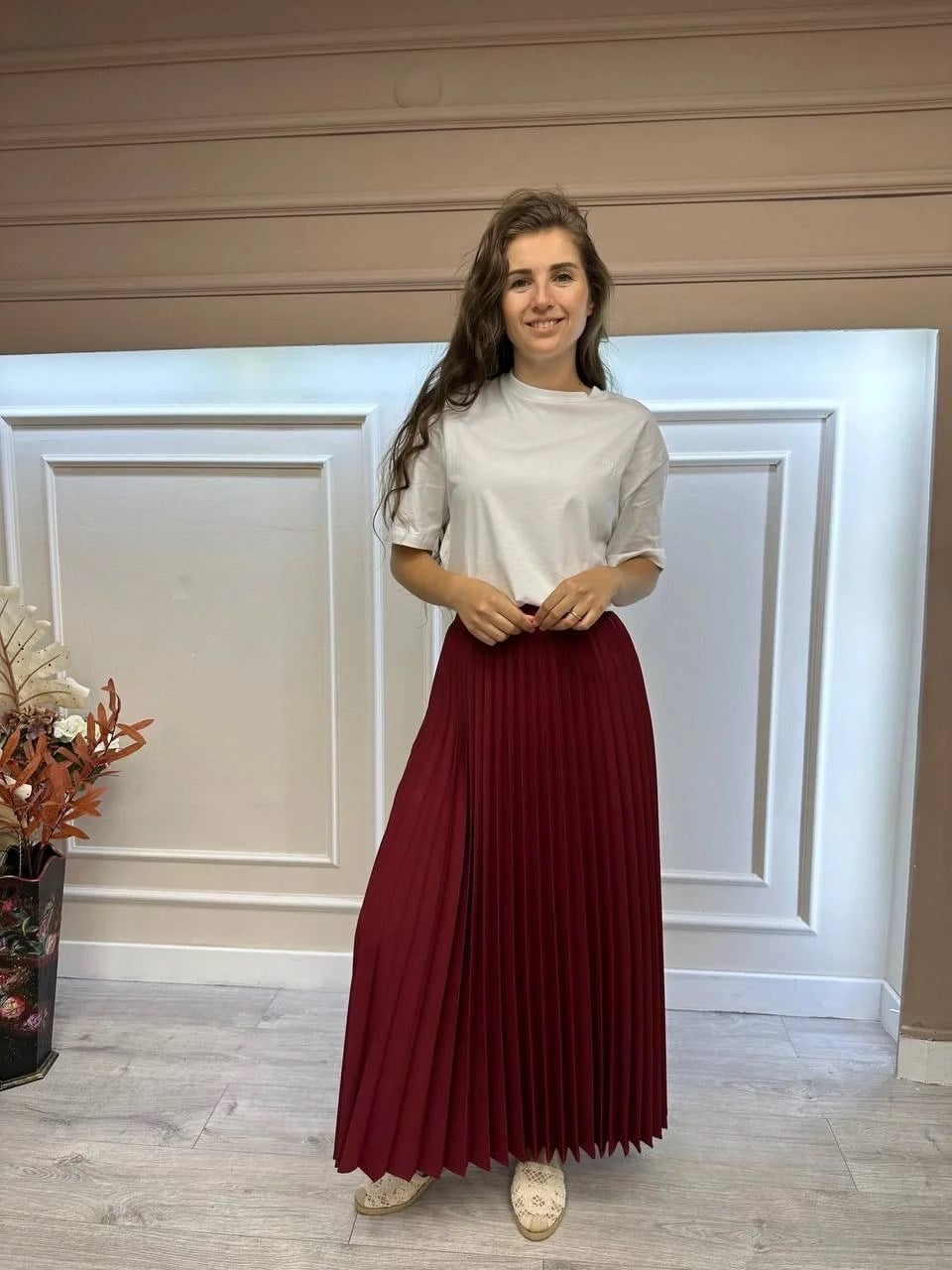 İnvee 6466 Bordo Pilise Etek
