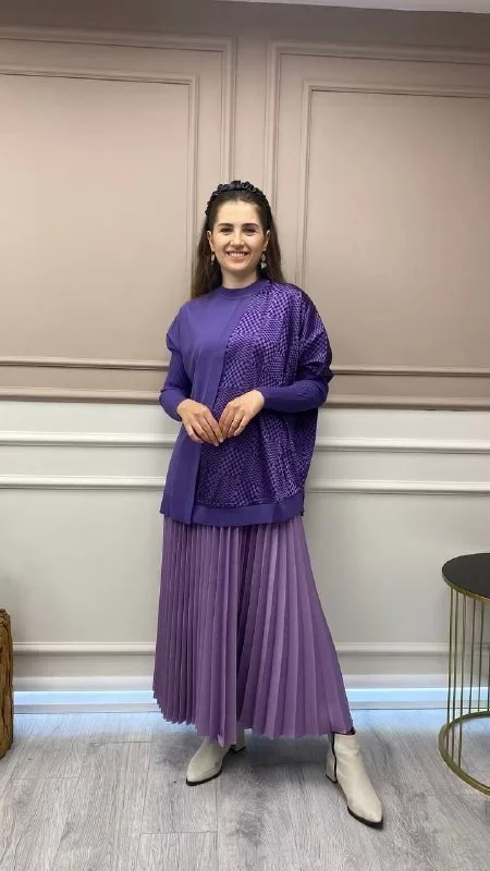 İnvee 6466 Lila Pilise Etek