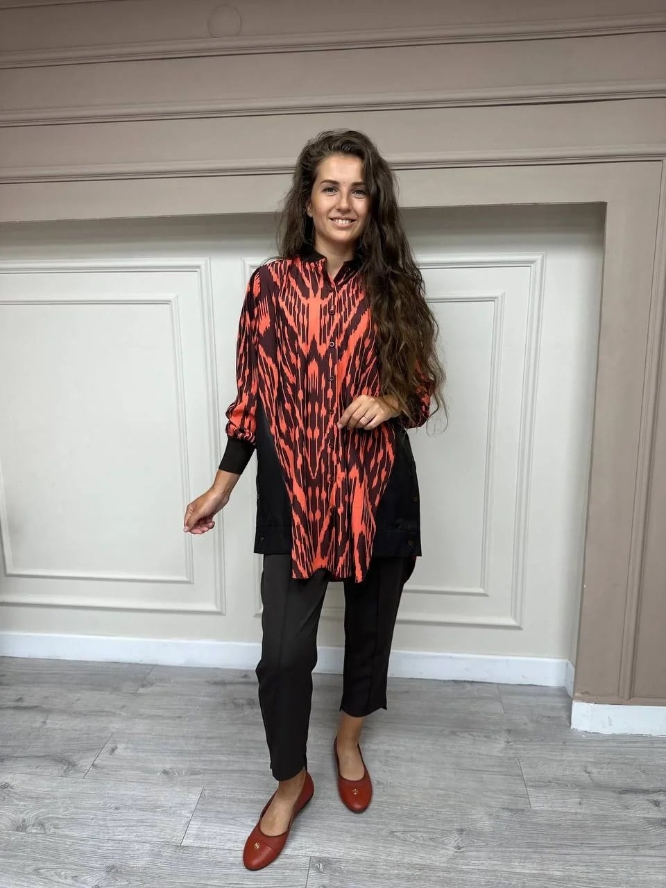 İnvee 6674 Kahve Yakası Ribanalı Gömlek