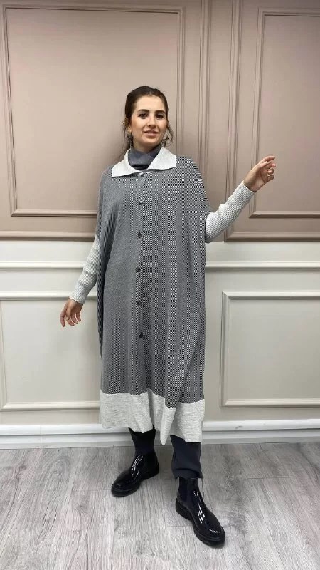 İnvee 6693 Gri Yarasa Kol Hırka