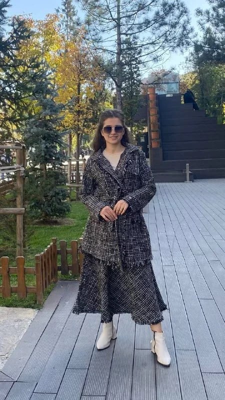 İnvee 6697 Siyah Ceket Etek Takım