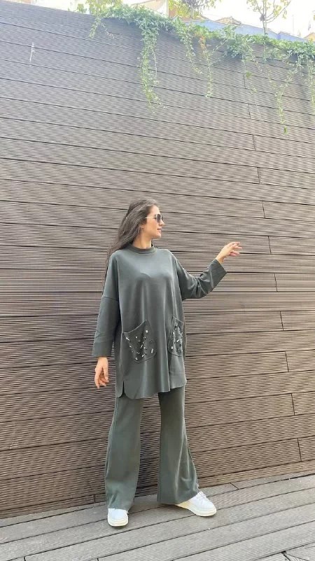 İnvee 6699 Vizon Cepleri Taş Detaylı Takım