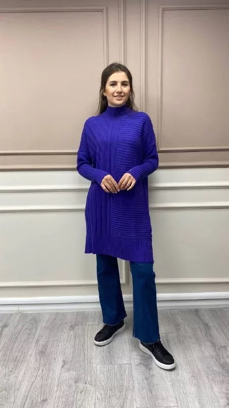 İnvee 6711 Mor Yünlü Tunik