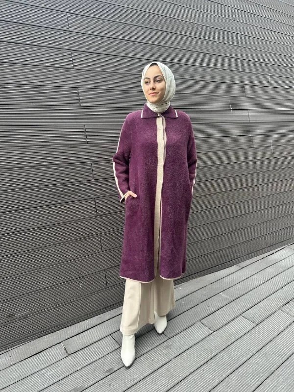 İnvee 6733 Mürdüm Angora Hırka