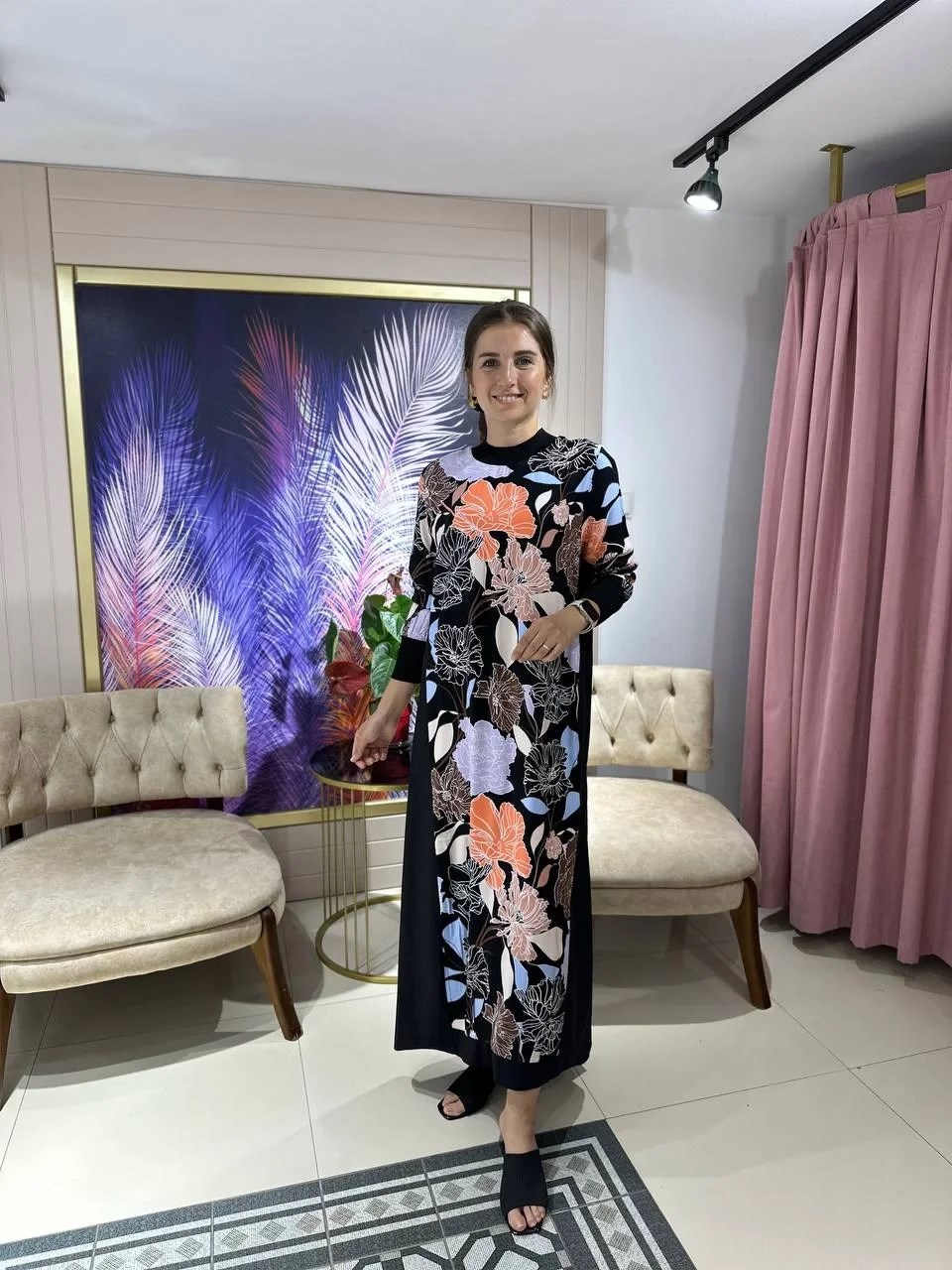 İnvee 6764 Siyah Önü Detaylı Elbise