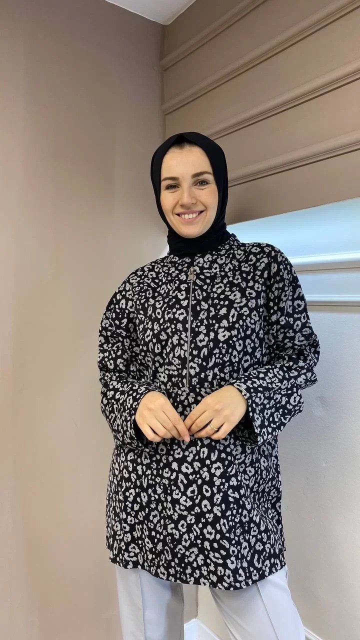 İnvee 6818 Siyah Desenli Tunik