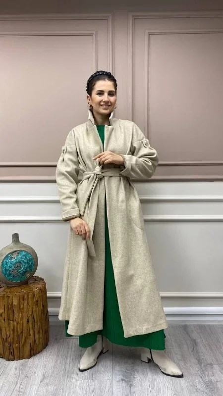 İnvee 6825 Bej Kaşe Kaban
