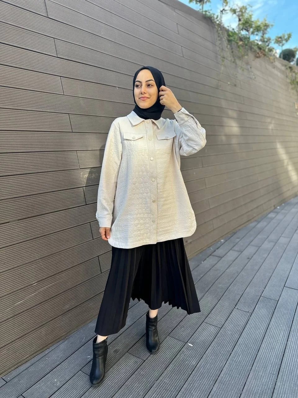 İnvee 6827 Ekru Kapitone Ceket