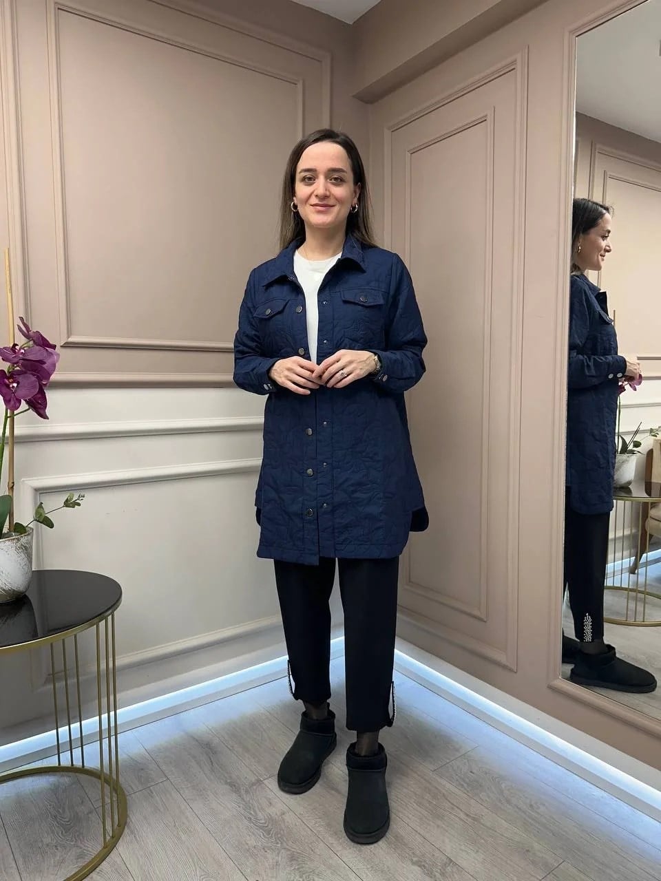 İnvee 6827 Lacivert Kapitone Ceket