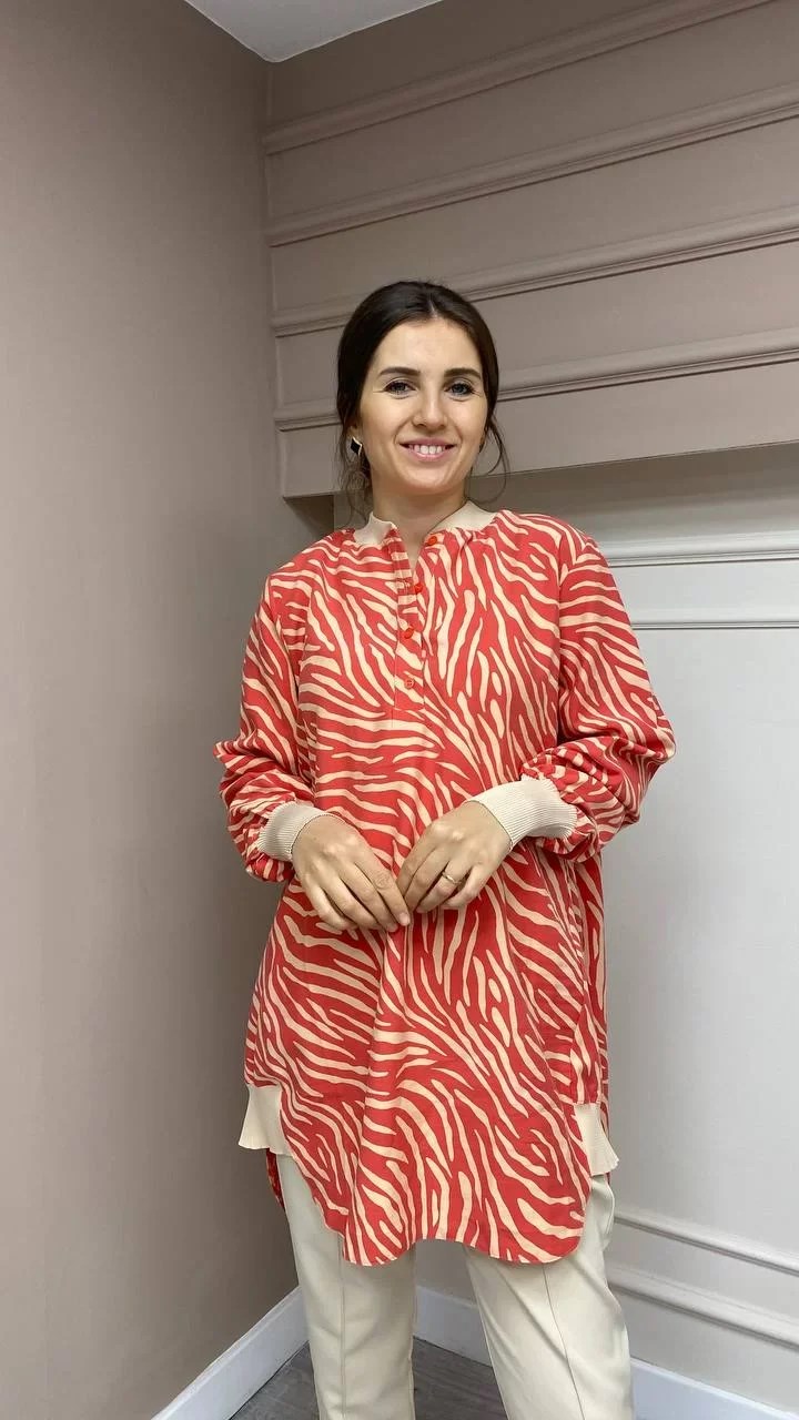 İnvee 6834 Kiremit Yanı Lastik Detaylı Gömlek