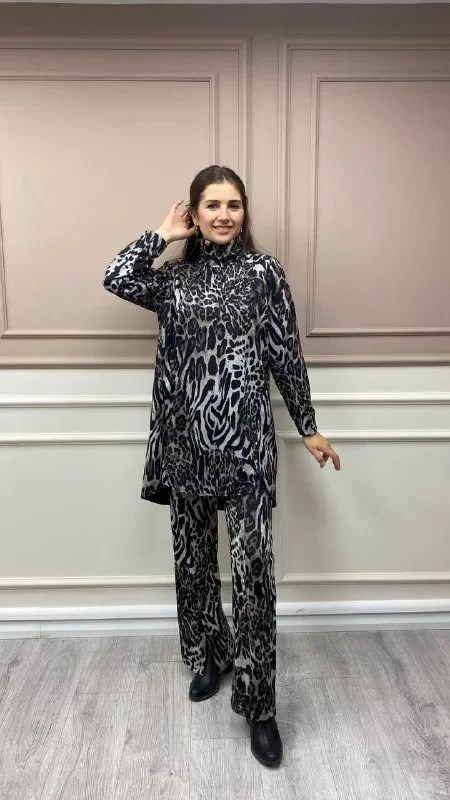 İnvee 6839 Siyah Leopar Takım