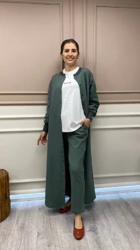 İnvee 6851 Küfrengi Düğmeli Uzun Kap