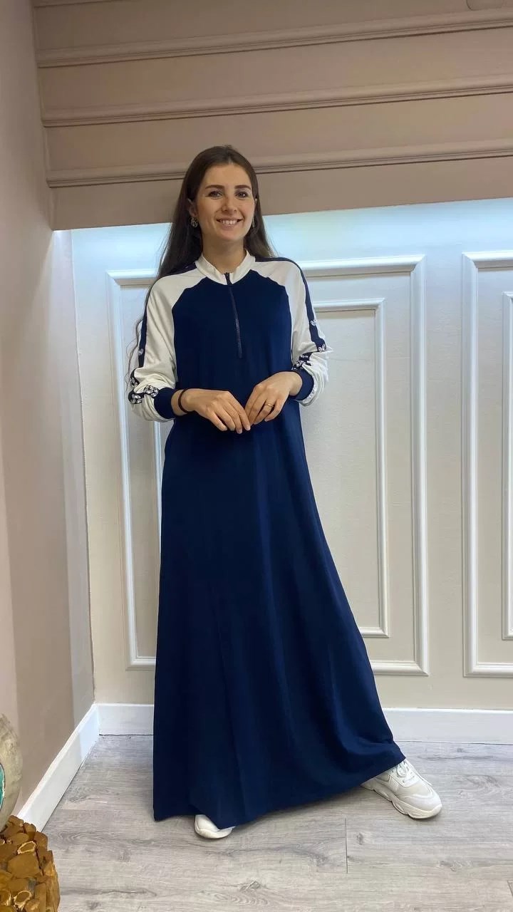 İnvee 6853 Lacivert Penye Elbise
