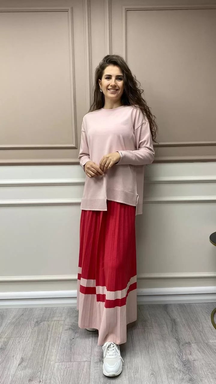 İnvee 6859 Pudra Asimetrik Kesim Tunik