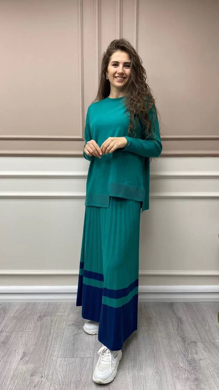İnvee 6859 Yeşil Asimetrik Kesim Tunik