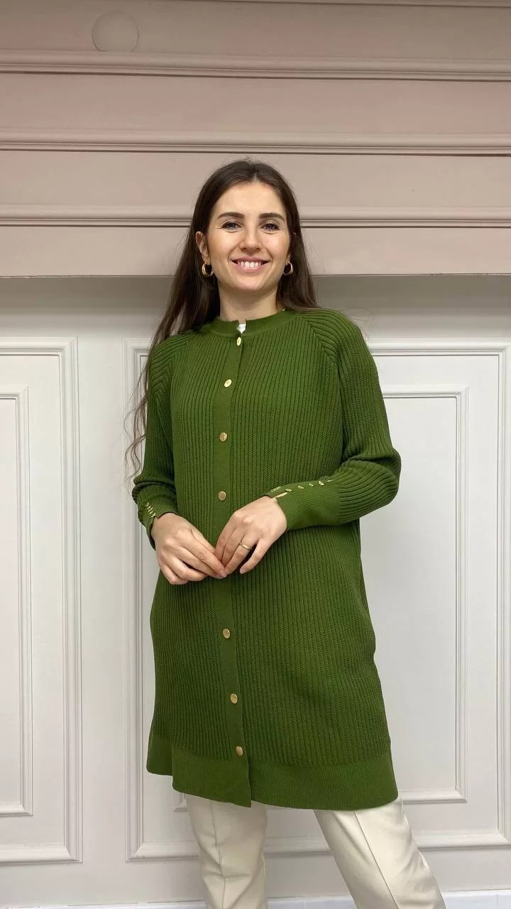 İnvee 6863 Yağ Yeşili Hırka