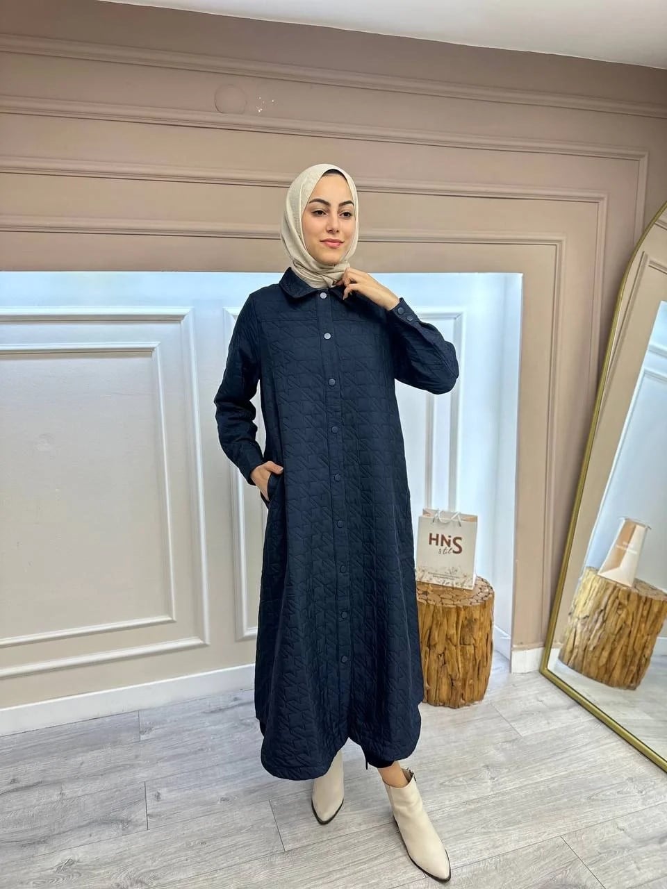 İnvee 6914 Lacivert Kapitone Kap