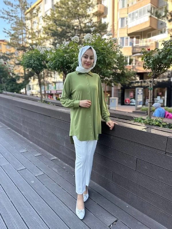 İnvee 6926 Yeşil Penye Tunik