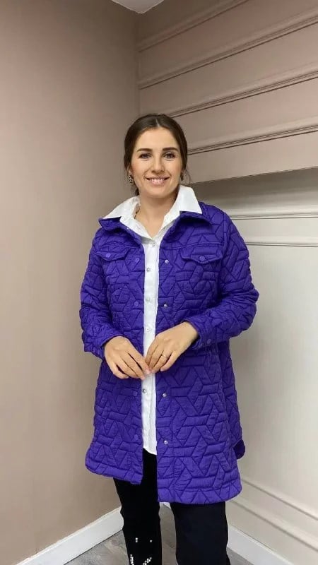 İnvee 8827 Mor Kısa Çıtçıtlı Mont