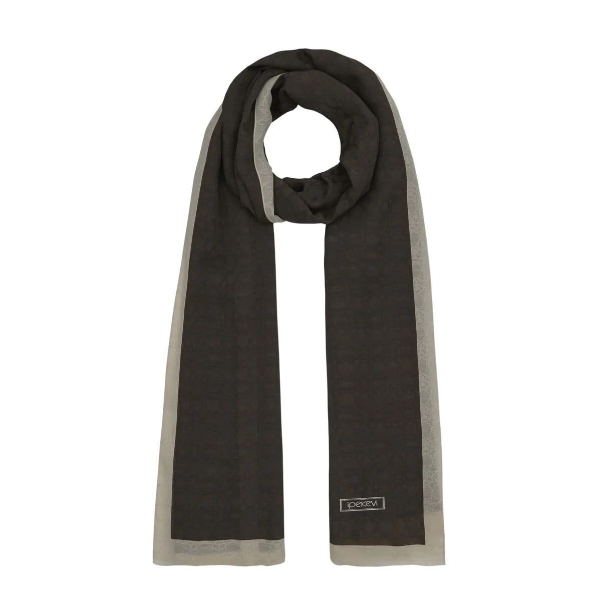 İpekevi 04356 Küllü Kahve Dört Mevsim Monogram Şal