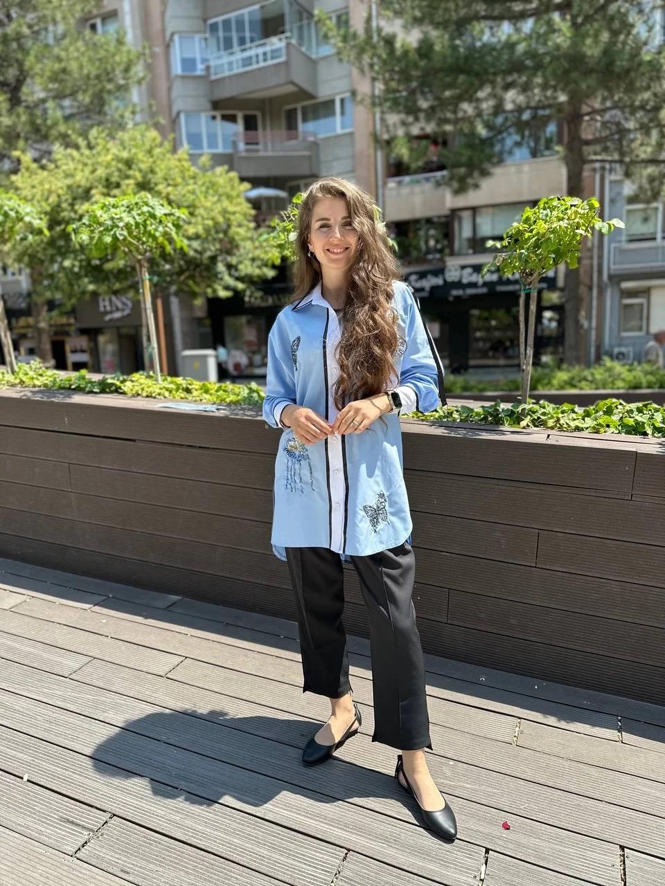 Lisa Exclusive SY107 Lora Buz Mavi Gömlek Tunik