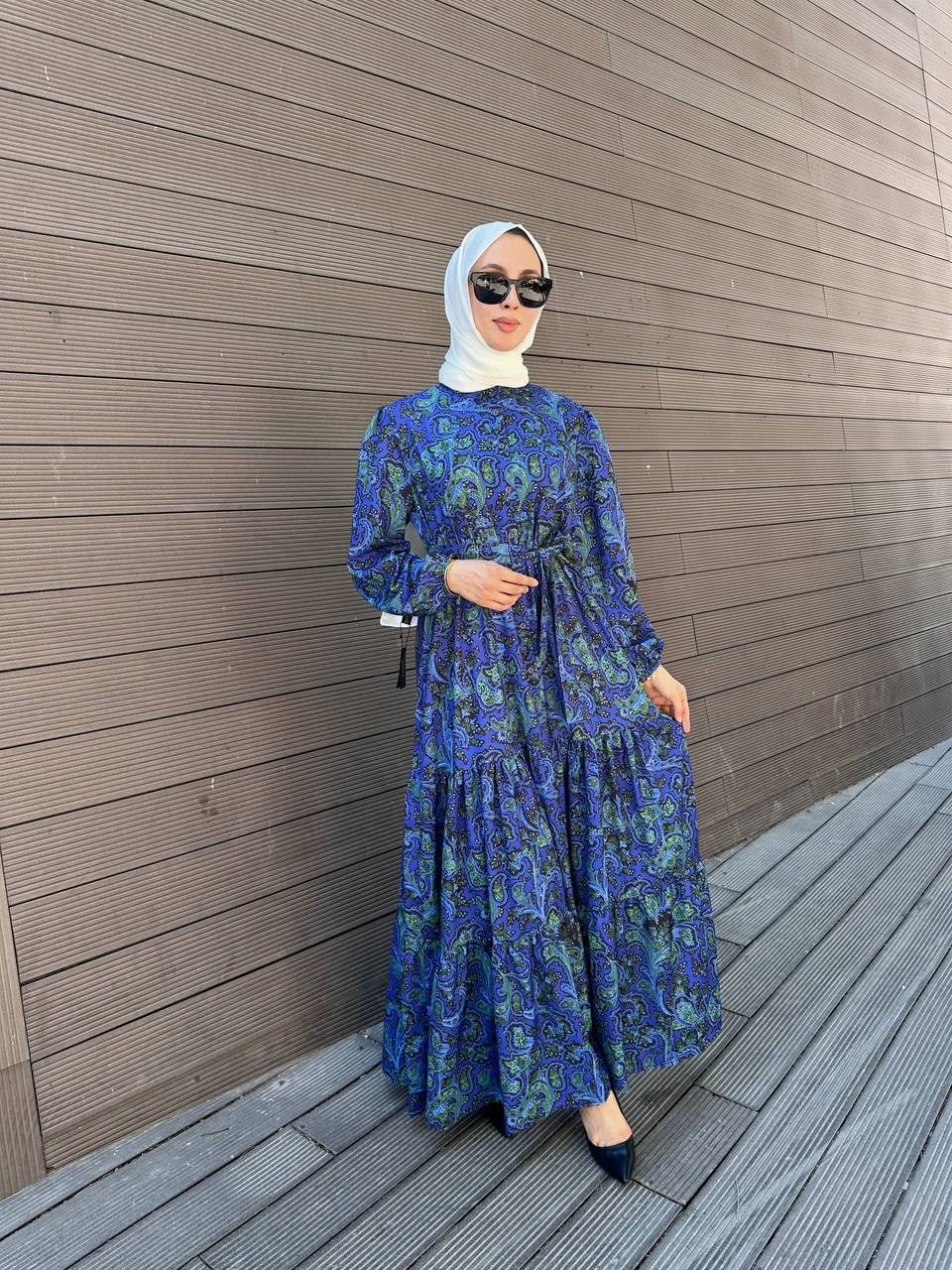 Merwish MRW1694 Lacivert Bloom Serisi Elbise