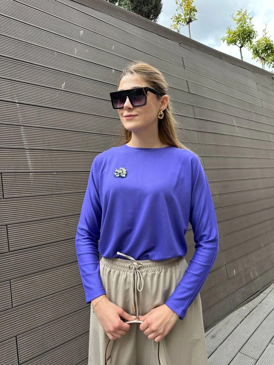 Missemramiss B4632 Mor İpek Pamuk Bluz