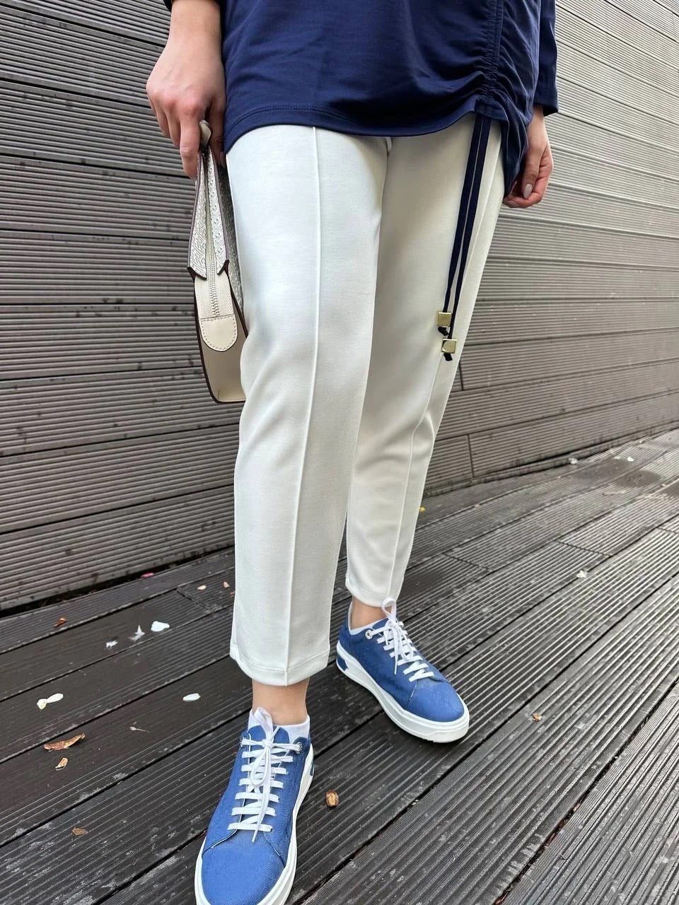 Missemramiss P4622 Ekru Nervürlü Pantolon