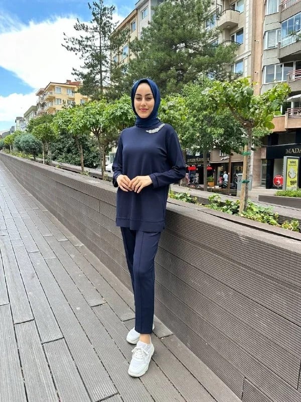 Missemramiss T4481 Lacivert Aksesuarlı İkili Takım